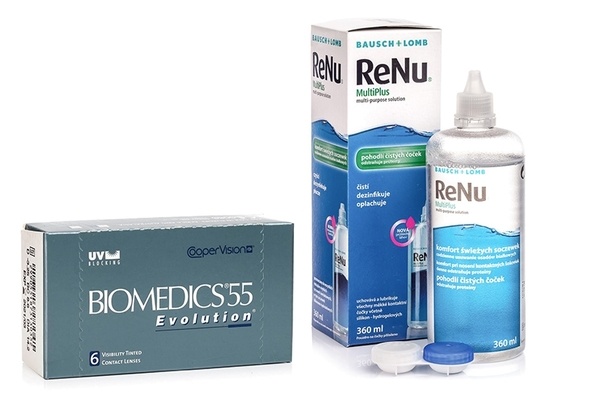 Biomedics 55 Evolution CooperVision (6 linser) + ReNu MultiPlus 360 ml med etui